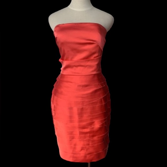 Bebe Strapless Rough Cut Tiered Dress - Picture 2 of 7